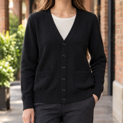 Cotton-Blend V-Neck Relaxed Cardigan
