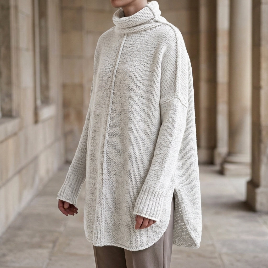 Cashmere-Feel Stacked Collar Jumper