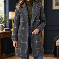 Jacket Polyester Windowpane Check Relaxed with Notch Lapels