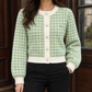 Cropped Houndstooth Cardigan