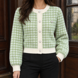 Cropped Houndstooth Cardigan
