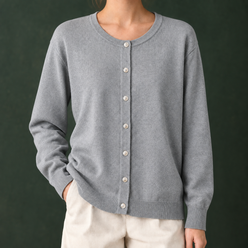 Smooth Soft Knit Round Neck Cardigan