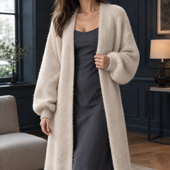 Plush Longline Open-Front Cardigan
