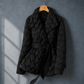 Quilted Jacket Polyester Diamond Quilted with Shawl Collar and Belt