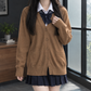 Cotton-Blend V-Neck Button Cardigan