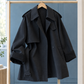 Overcoat Cotton Blend Belted with Oversized Collar and Turn-Back Cuffs
