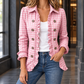 Jacket Polyester Gingham with Ruffle Trim and Open Front
