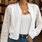 Crochet Jacket Polyester Waist-Length with Floral Lace Sleeves