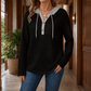 Waffle Knit Jumper with Contrast Hood