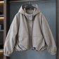 Cocoon Jacket Polyester Hooded with Bubble Hem and Concealed Zip