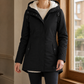Parka Polyester Fitted with Pile-Lined Hood and Concealed Zip