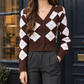 Argyle Cotton-Blend Cardigan