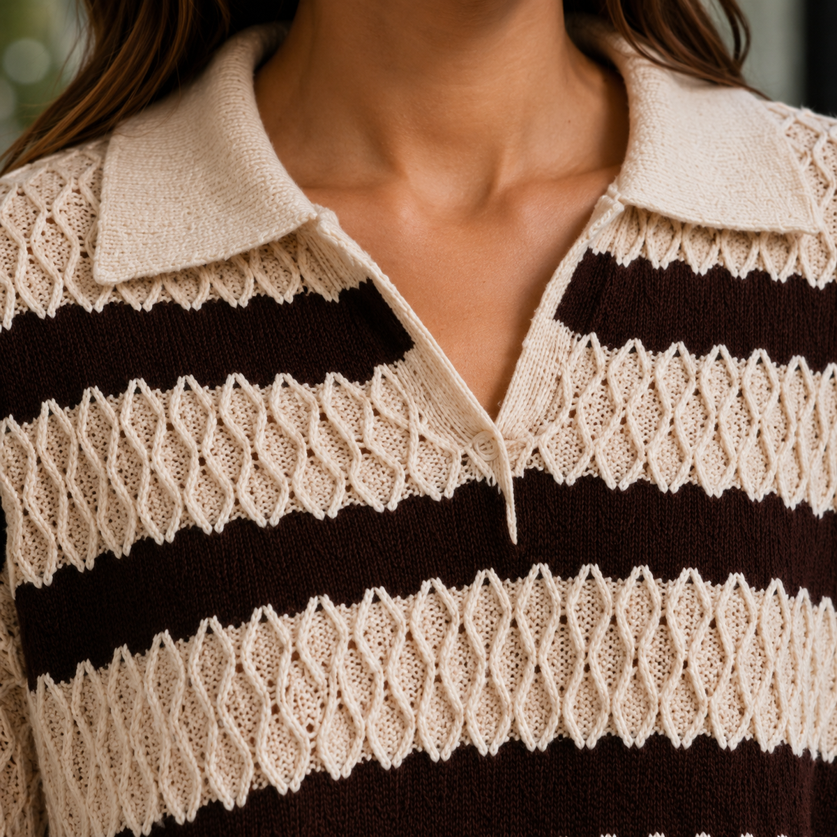 Striped Textured Jumper with Diamond Pattern