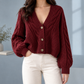 Deep V-Neck Cable Cardigan