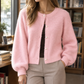 Fuzzy Knit Pearl Button Cardigan