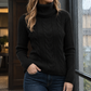 Cable Knit Roll Neck Jumper with Vertical Panels