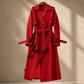 Overcoat Polyester Longline with Wide Lapels, Tie Belt and Cuff Straps