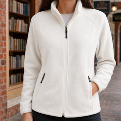 Fleece Jacket Soft Textured with High Stand Collar and Zip Pockets