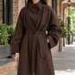 Overcoat Polyester Relaxed Longline with Sculptural Stand Collar