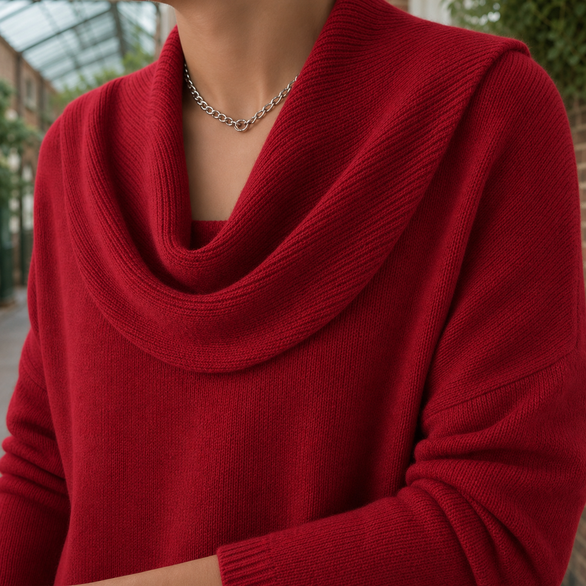 Cowl Neck Jumper with Dropped Shoulders