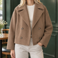 Jacket Wool Blend Double-Breasted Cropped Boxy with Welt Pockets
