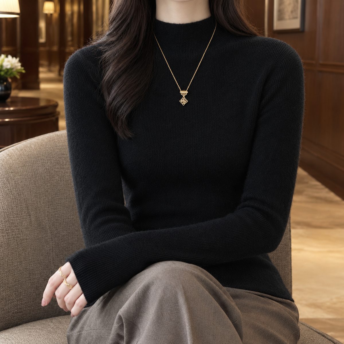 Cashmere-Feel Ribbed Jumper