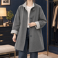Overcoat Polyester A-Line Mid-Thigh with Checked Collar and Cuffs