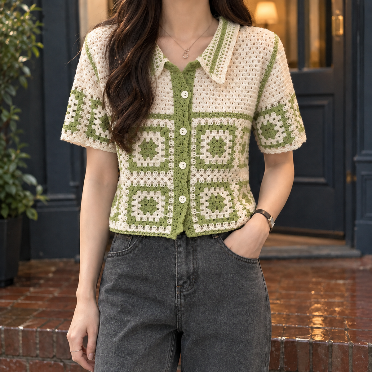 Geometric Crochet Cardigan