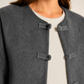 Jacket Wool Blend Collarless with Frog Closures and Patch Pockets