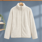 Zip Jacket Polyester Plush Straight Fit with Slanted Hand Pockets