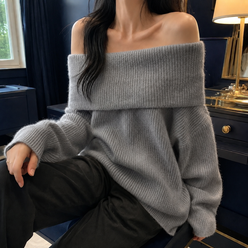 Off-Shoulder Jumper with Foldover Neckline