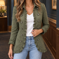 Ruffle Jacket Polyester with Pointed Collar and Double-Row Buttons
