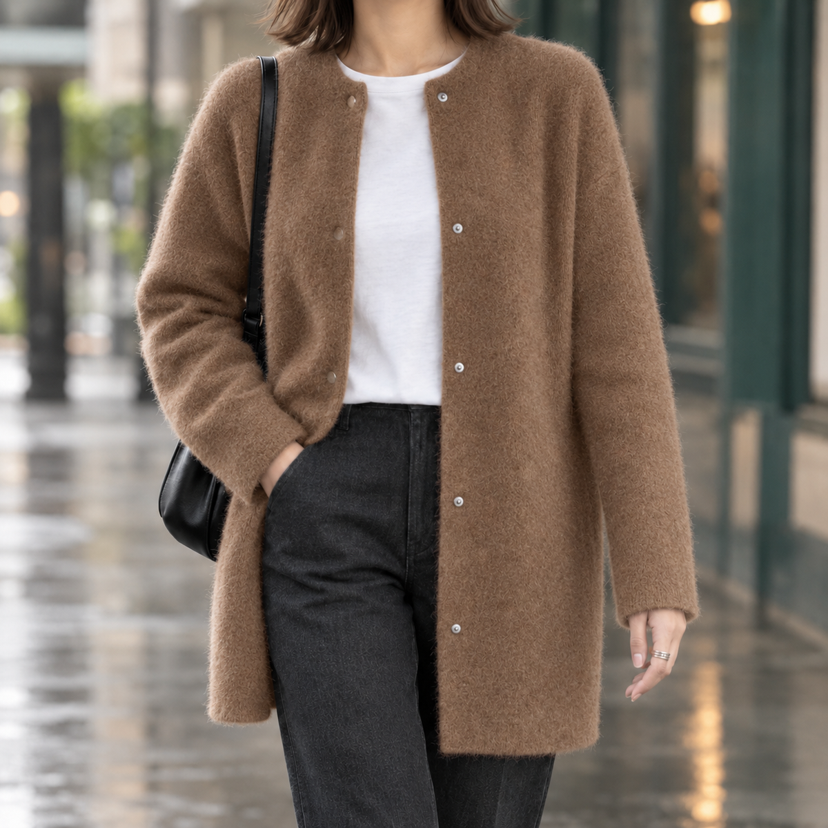 Brushed Cotton-Blend Longline Cardigan