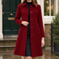 Coat Polyester A-Line Mid-Length with Lapel Collar and Single Breast