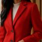 Coat Wool Blend Tailored Fitted Flared with Notched Lapels