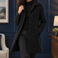 Coat Polyester Mid-Thigh Single-Breasted with Notched Collar