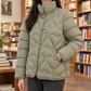 Quilted Jacket Duck Down Filled with Heart Quilting and Stand Collar
