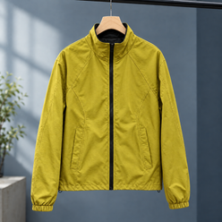 Panelled Jacket Polyester Cropped with Curved Seams and Full Zip