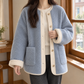 Jacket Wool Oversized with Contrast Ribbed Trim and Patch Pockets