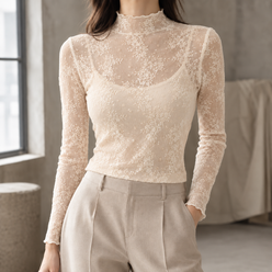 Floral Lace Mock Neck Top