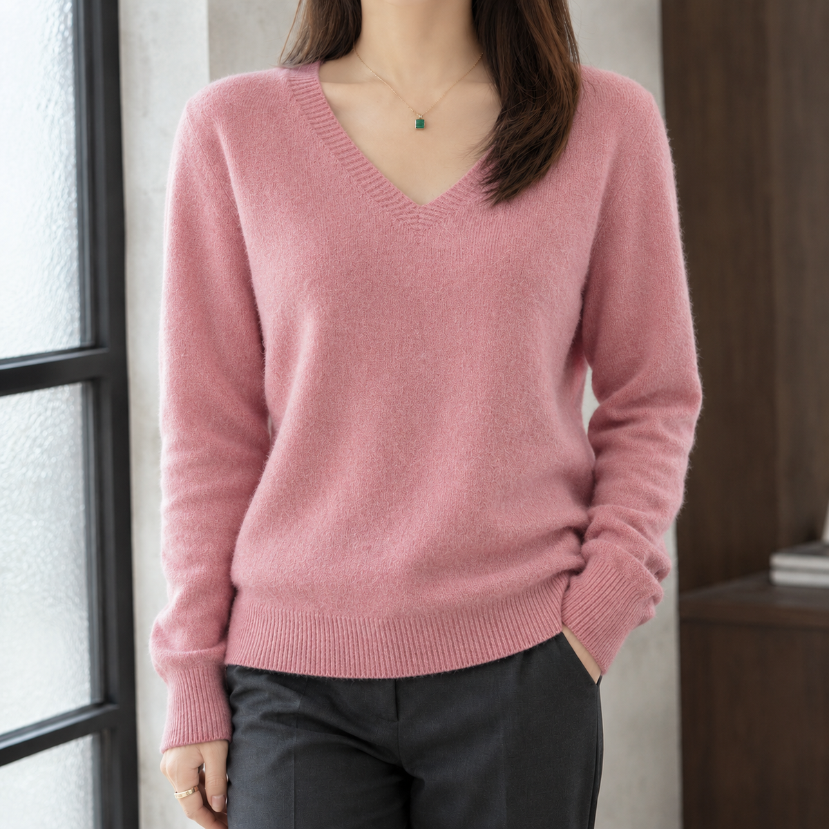 Soft Knit Relaxed V-Neck Jumper