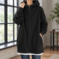 Oversized Fleece Zip Hoodie, Thigh Length