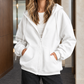 Woven-Blend Relaxed Zip Hoodie