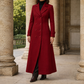 Overcoat Polyester Tailored Longline with Broad Lapels and Pockets