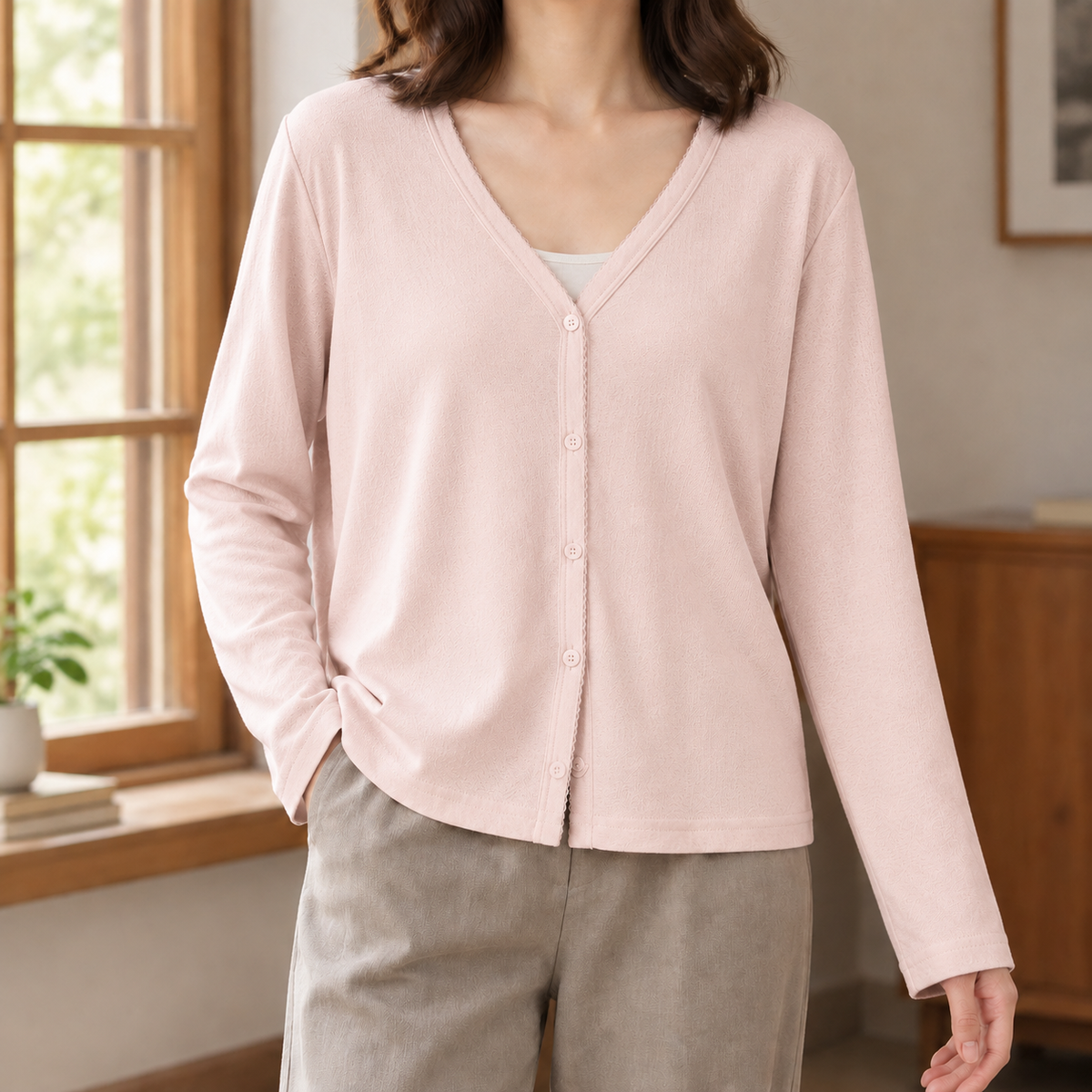 Lightweight Button-Front Cardigan