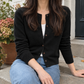 Fine Knit Round Neck Cardigan