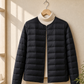 Quilted Jacket Cashmere-Feel with Round Neckline and Tonal Snap Front