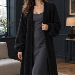 Plush Longline Open-Front Cardigan
