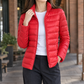 Puffer Jacket Cashmere-Feel Slim with Horizontal Quilting and Zip