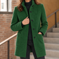 Coat Polyester Mid-Length with Raised Stand Collar and Patch Pockets